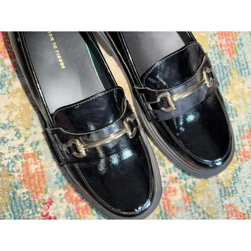 Fashion to Figure Indigo Women’s Wide Width Horsebit Black Loafers size 11